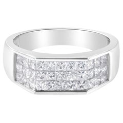 14K White Gold 1 3/4 Carat Diamond Cluster Ring