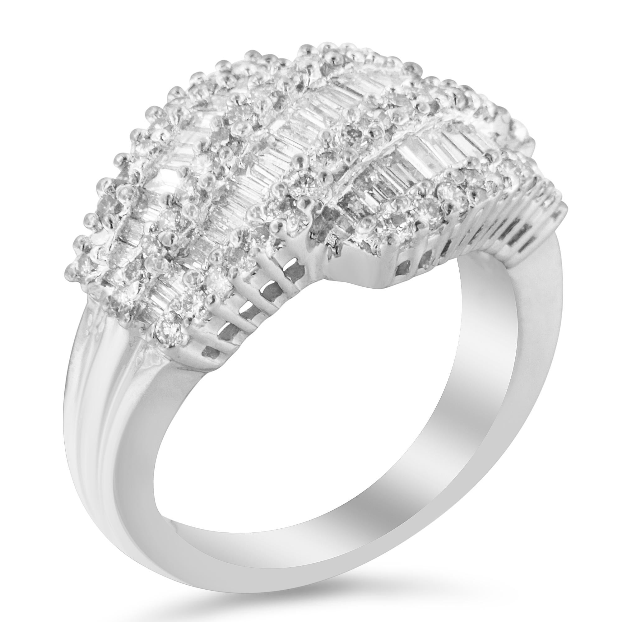 14 Karat Weißgold 1 3/4 Karat Diamant-Cocktailring () 4