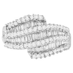 Anello da cocktail con diamante da 1 3/4 di carato in oro bianco 14K
