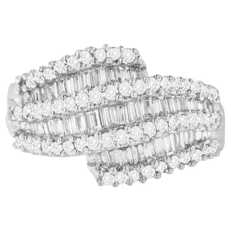 Customizable 14k White Gold 1 3/4 Carat Diamond Cocktail Ring Band For