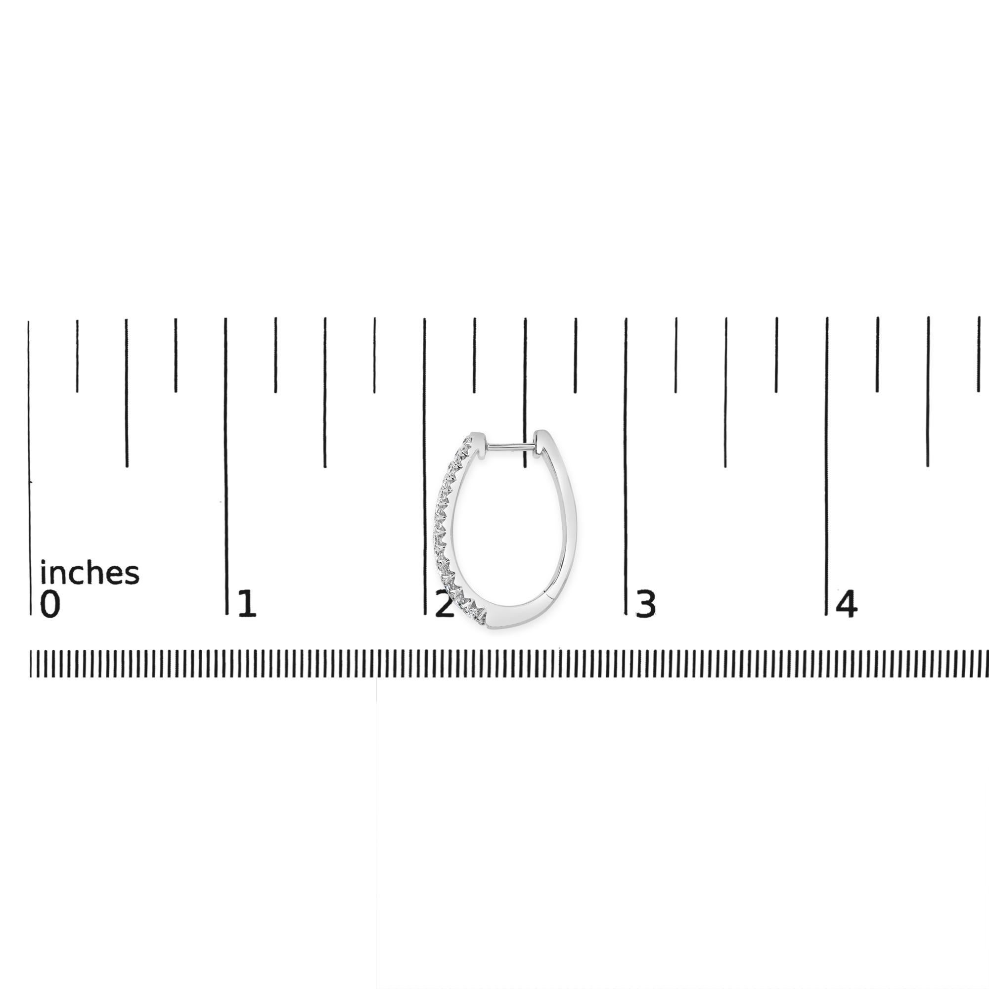 Round Cut 14K White Gold 1 3/4 Cttw Pave Set Natural Diamond Tapered Hoop Earrings