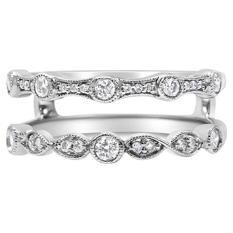 14K Yellow and White Gold 1.0 Cttw Split Shank Halo Floral Diamond ...