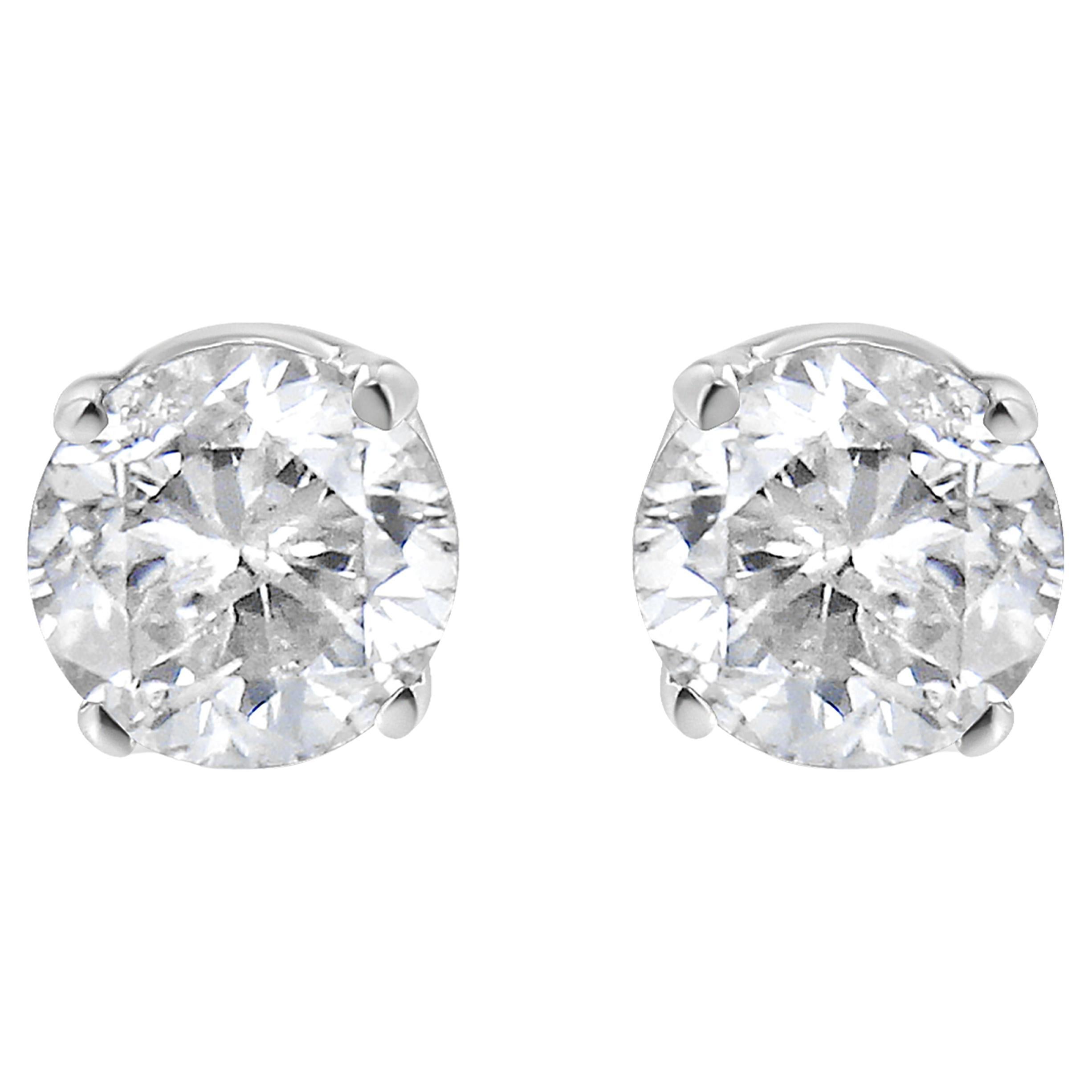 14K White Gold 1/3 Carat Diamond Solitaire Stud Earrings