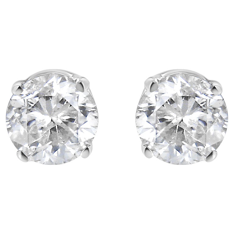 14K White Gold 1/3 Carat Diamond Solitaire Stud Earrings For Sale at  1stDibs | diamond solitaire stud earrings 14k white gold, 3 carat diamond  solitaire earrings, 1/3 carat diamond vs 1/2 carat diamond