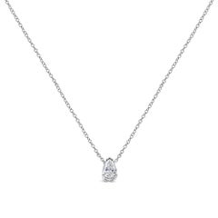 14K White Gold 1/3 Carat Pear Shape Solitaire Diamond Pendant Necklace