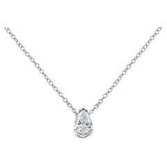 14 Karat Weißgold Halskette mit Solitär-Diamant-Anhänger in Birnenform 1/3 Karat