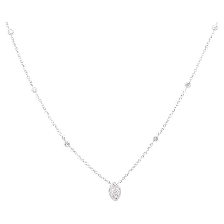 White gold Necklace with round and marquise diamonds