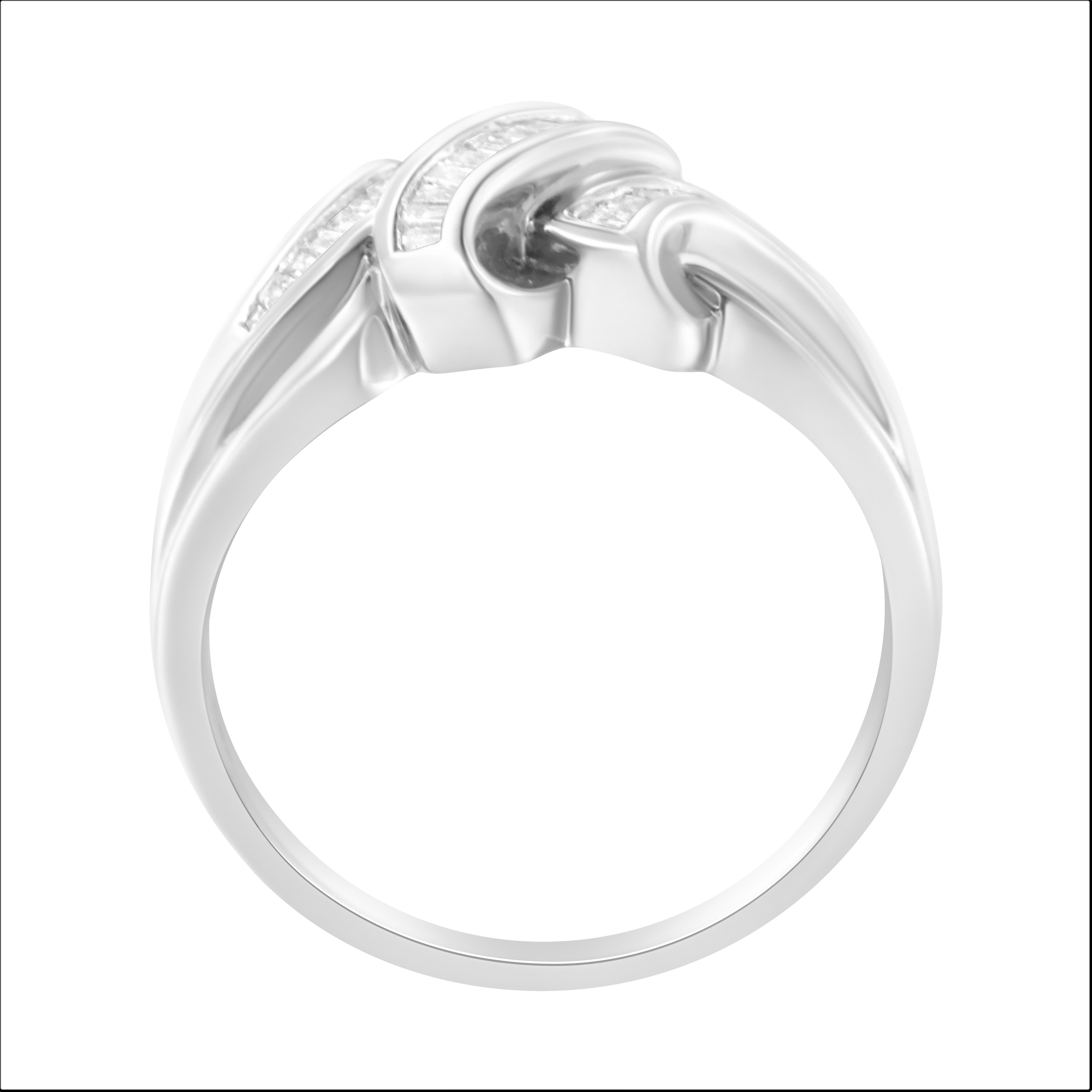 Taille baguette Bague Bypass en or blanc 14K 1/3 Cttw Baguette Diamant Channel Set - Taille 7 en vente