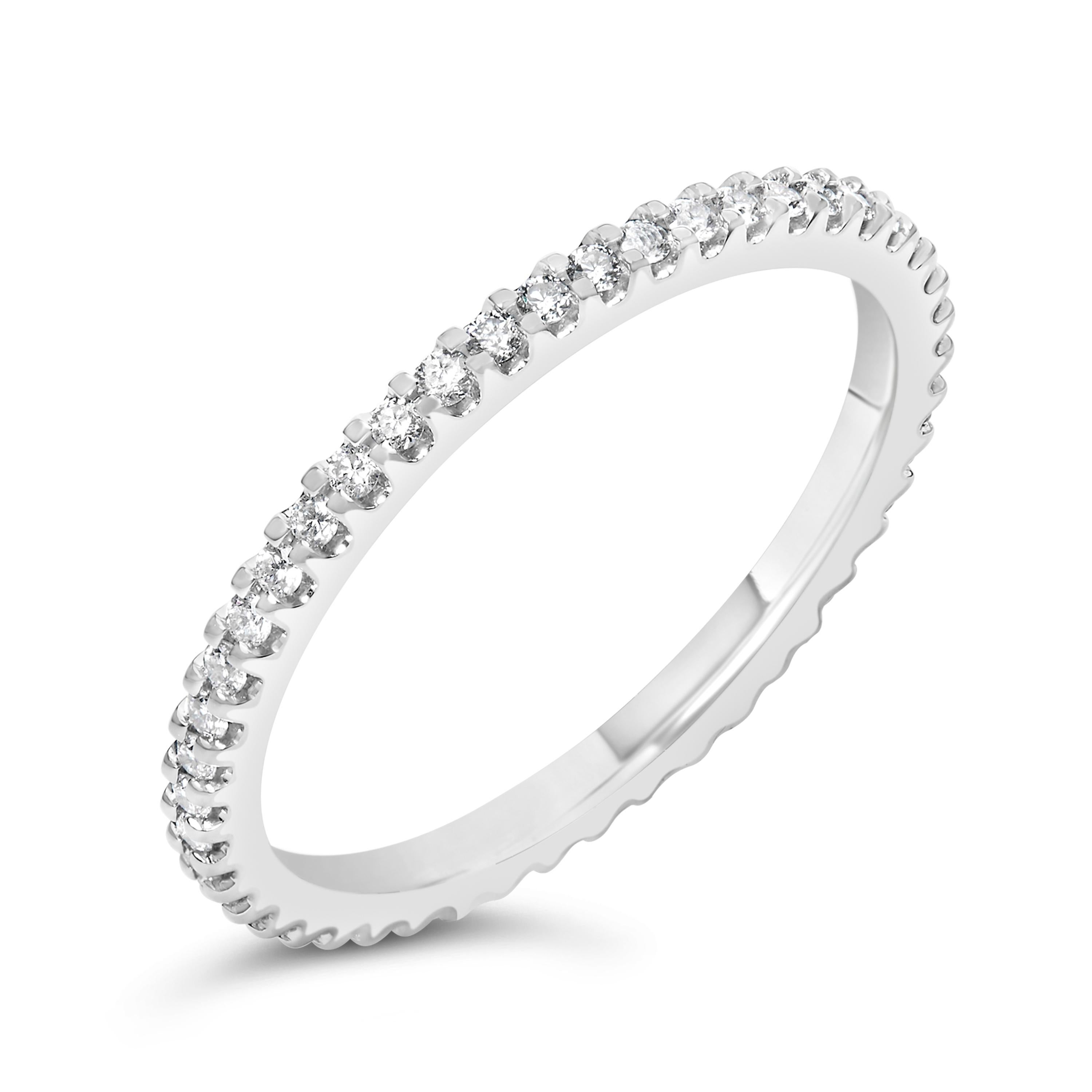 14K Weißgold 1/3 Karat Gesamtkaratgewicht Shared Prong Set Runder Diamant Ewigkeitsring () 3