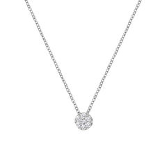 14K White Gold 1/4 Carat Diamond 7 Stone Floral Cluster Pendant Necklace