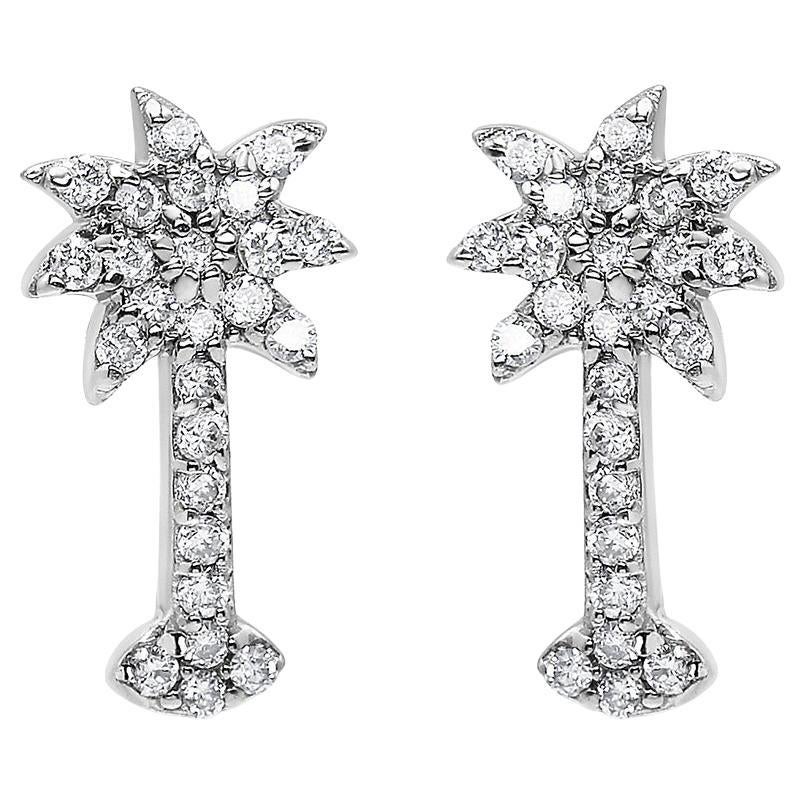 Ohrstecker aus 14 Karat Weißgold mit 1/4 Karat Diamant Palme