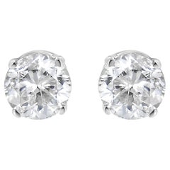 14K White Gold 1/4 Carat Diamond Solitaire Stud Earrings