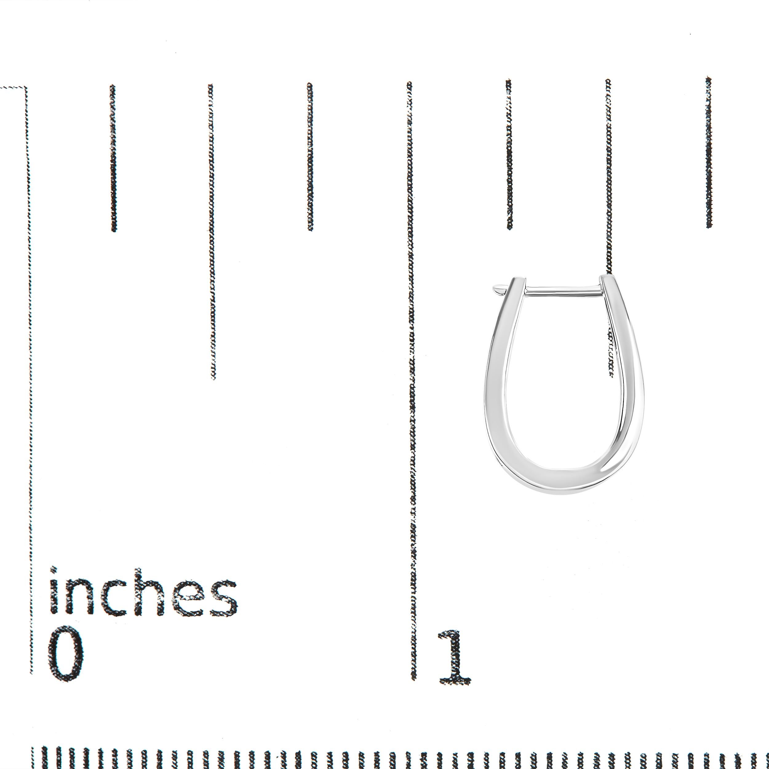 Round Cut 14K White Gold 1/4 Cttw Channel-Set Brilliant Round-Cut Diamond Hoop Earrings For Sale