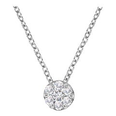 14k Weißgold 1/4 Cttw Diamant 7 Stein Floral Cluster Anhänger Halskette