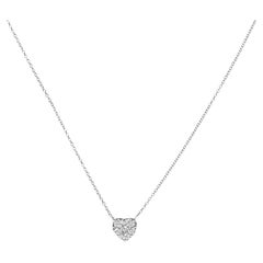 14K White Gold 1/4 Cttw Diamond Composite Heart Pendant Necklace