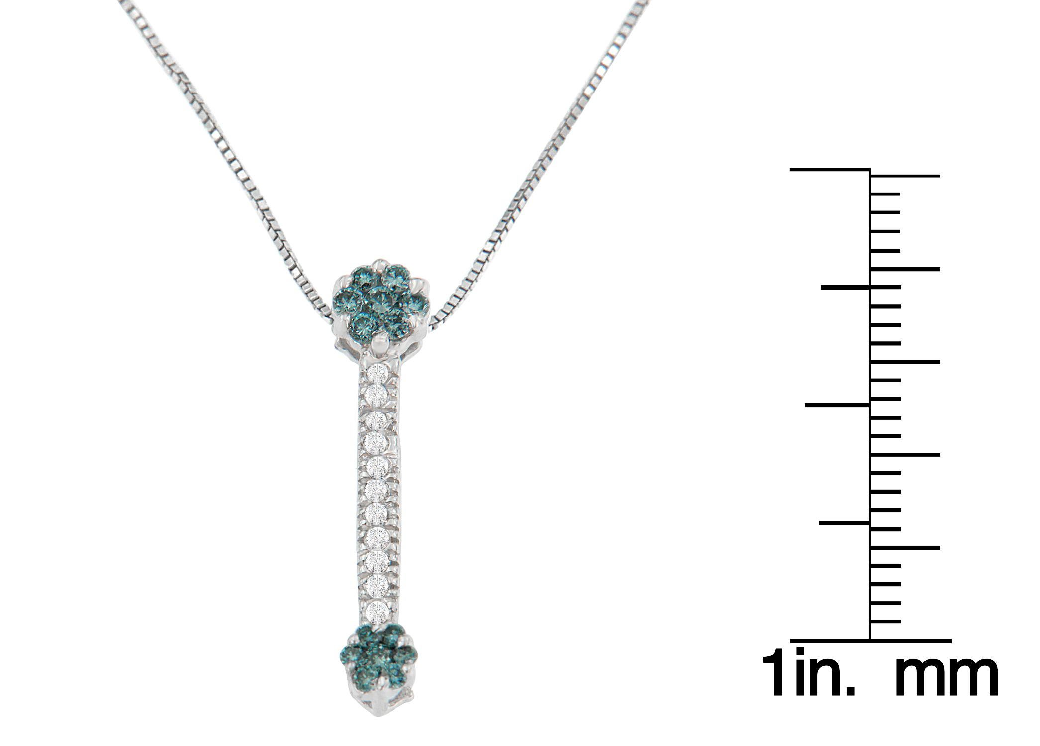 Collier pendentif en or blanc 14 carats avec diamants bleus traités de 1/5 carat Neuf à New York, NY