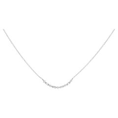 Collana con ciondolo a barra curva in oro bianco 14K con diamante da 1/5 Cttw a forma mista  - 18"