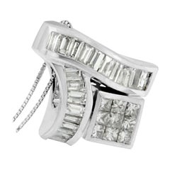 Collier pendentif en or blanc 14 carats avec diamants de 1 7/8 carat de géométrie mixte