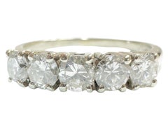 14k White Gold 1 Carat, 5-Diamond Ring with Appraisal Size 8
