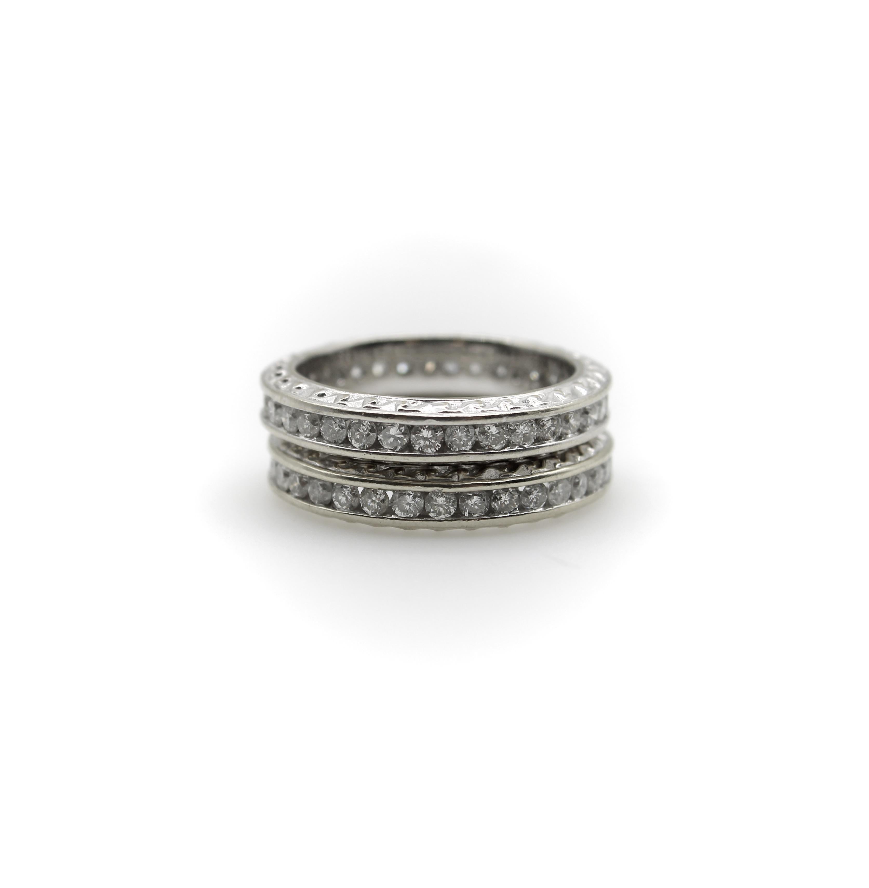 Women's or Men's 14K White Gold 1 Carat Diamond Channel Set Eternity Band For Sale