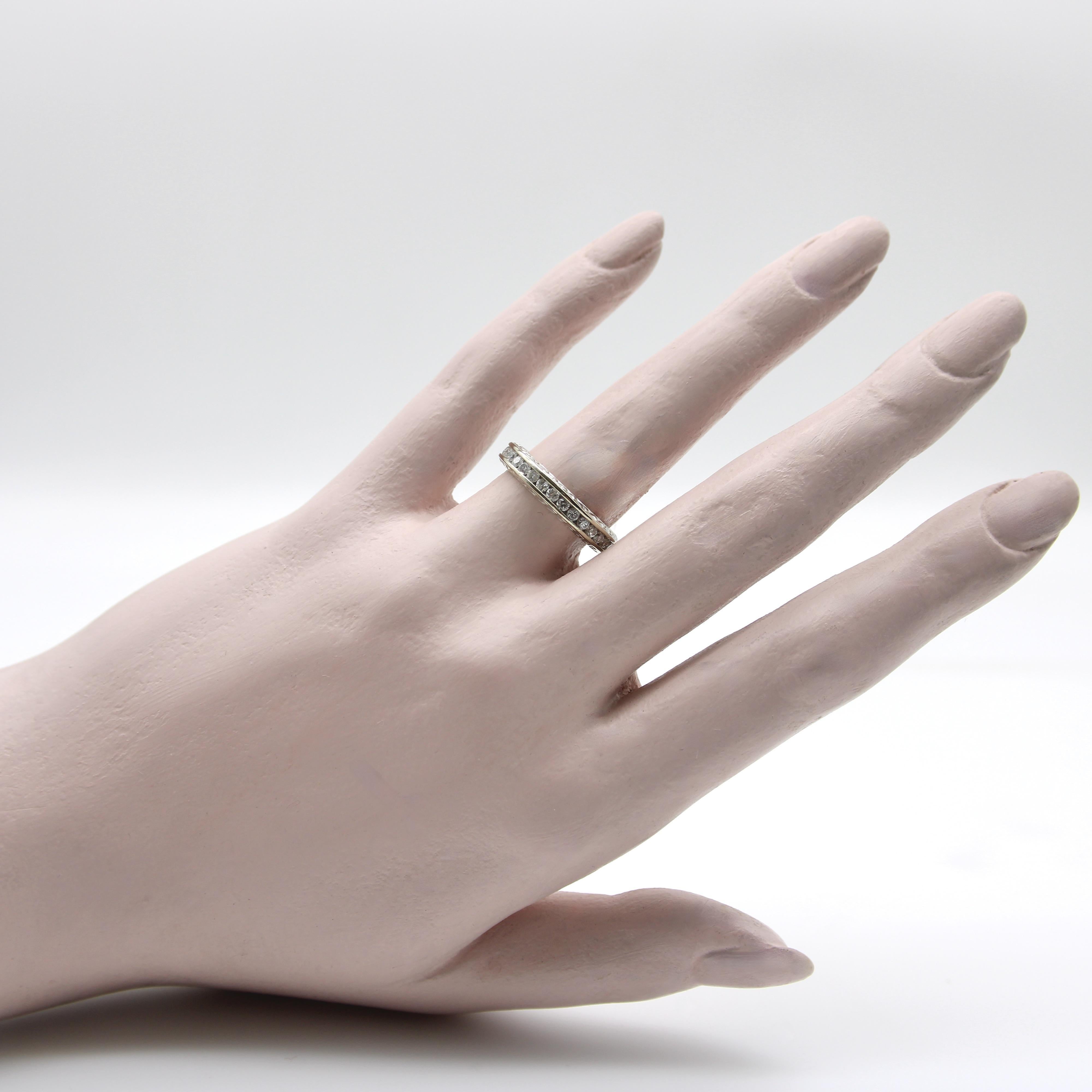 14K White Gold 1 Carat Diamond Channel Set Eternity Band For Sale 2