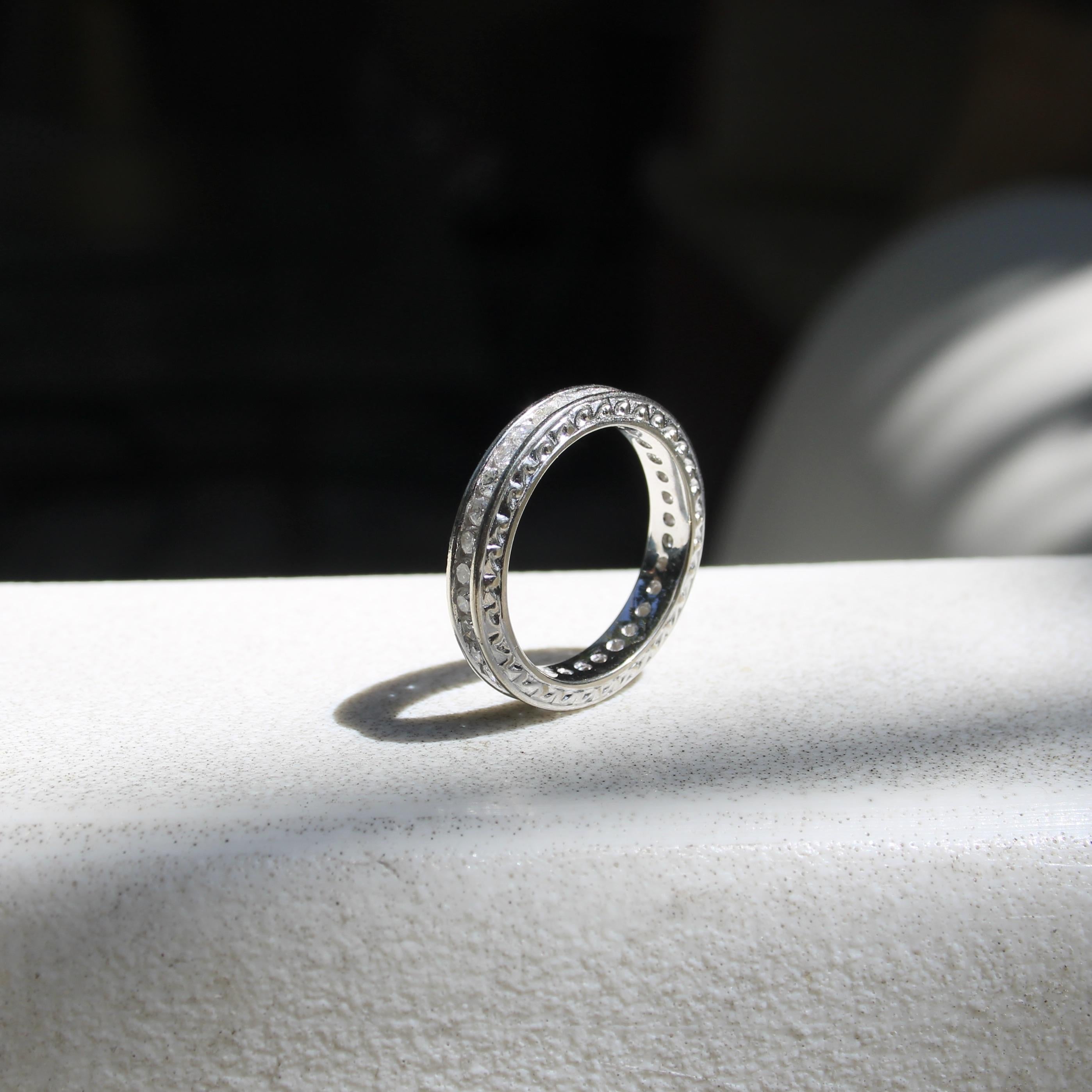 14K White Gold 1 Carat Diamond Channel Set Eternity Band For Sale 3