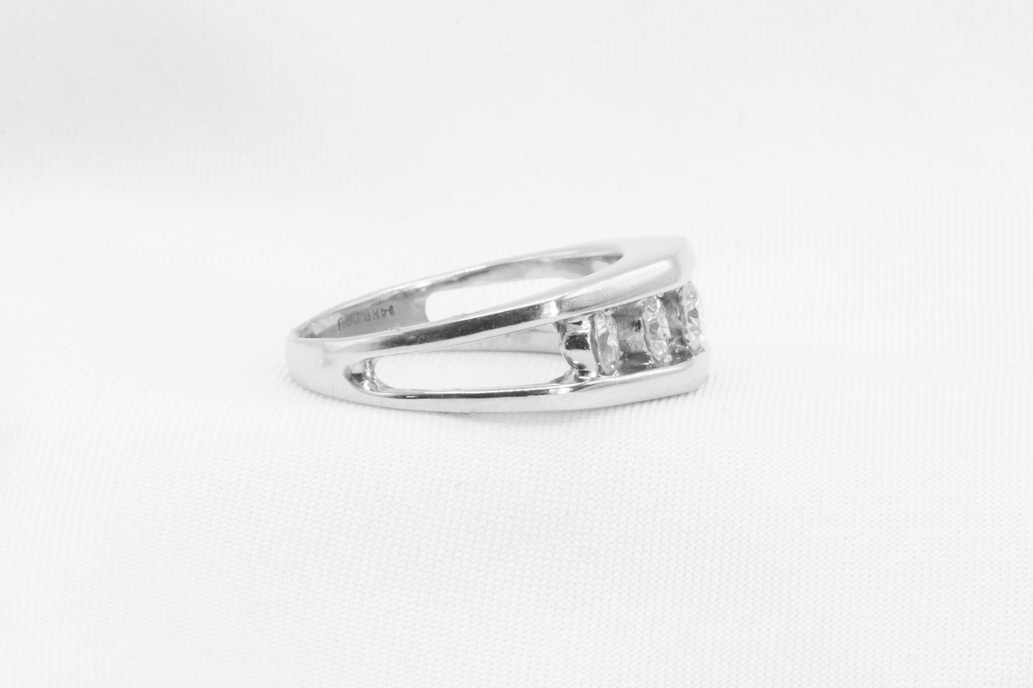 14K White Gold 1 CT Diamond Channel Wedding Band For Sale 1