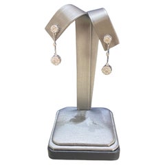 14K White Gold 1 CTW Diamond Drop Cluster Earrings 
