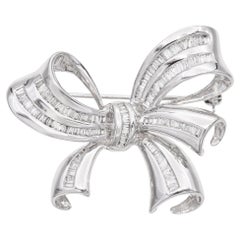 14k White Gold 1 TCW Diamond Bow Brooch 14k White Gold 1 TCW Diamond Bow Brooch