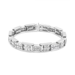 14K White Gold 10 5/8 Cttw Diamond Panel Link Bracelet  - 7" Inches