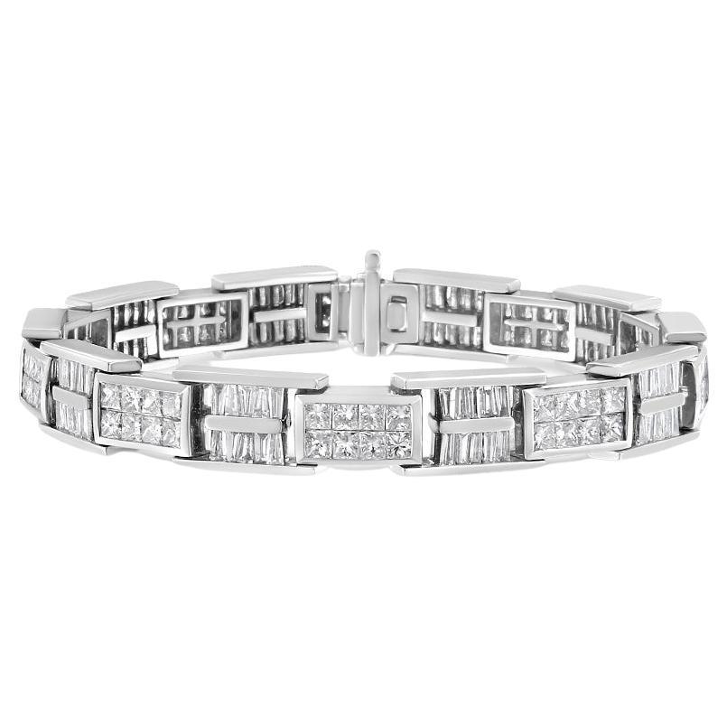 Pulsera de eslabones con panel de diamantes de 10 5/8 qt de oro blanco de 14 quilates  - 7" Pulgadas