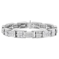 14K White Gold 10 5/8 Cttw Diamond Panel Link Bracelet  - 7" Inches