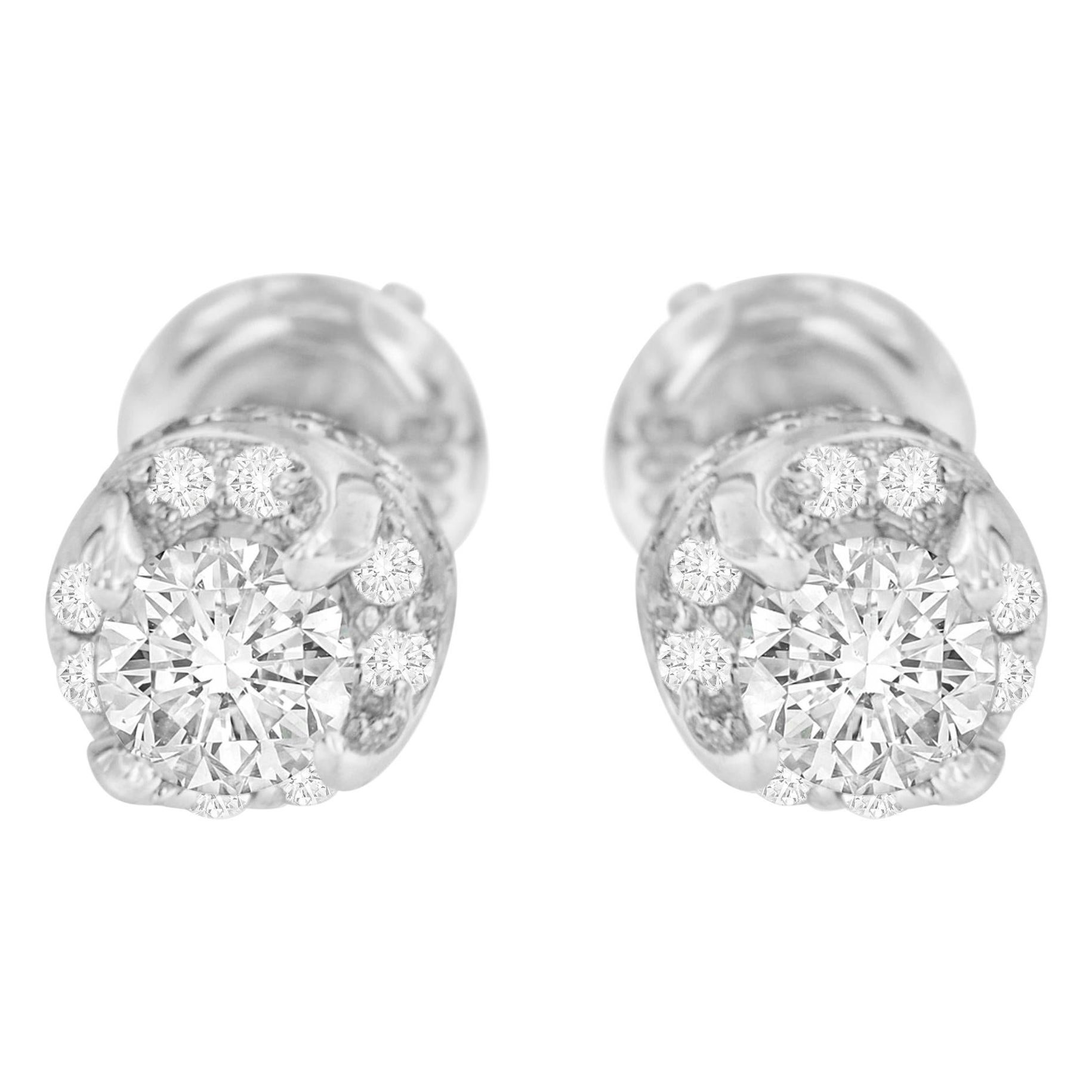 14K Weißgold 1,0 Karat runder Brillant-Diamant-Ohrstecker
