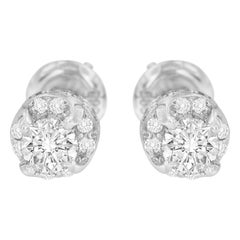 14K White Gold 1.0 Carat Brilliant Round Diamond Stud Earrings