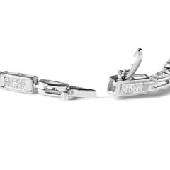 14K White Gold 1.0 Carat Diamond Alternating Station and Link Tennis Bracelet