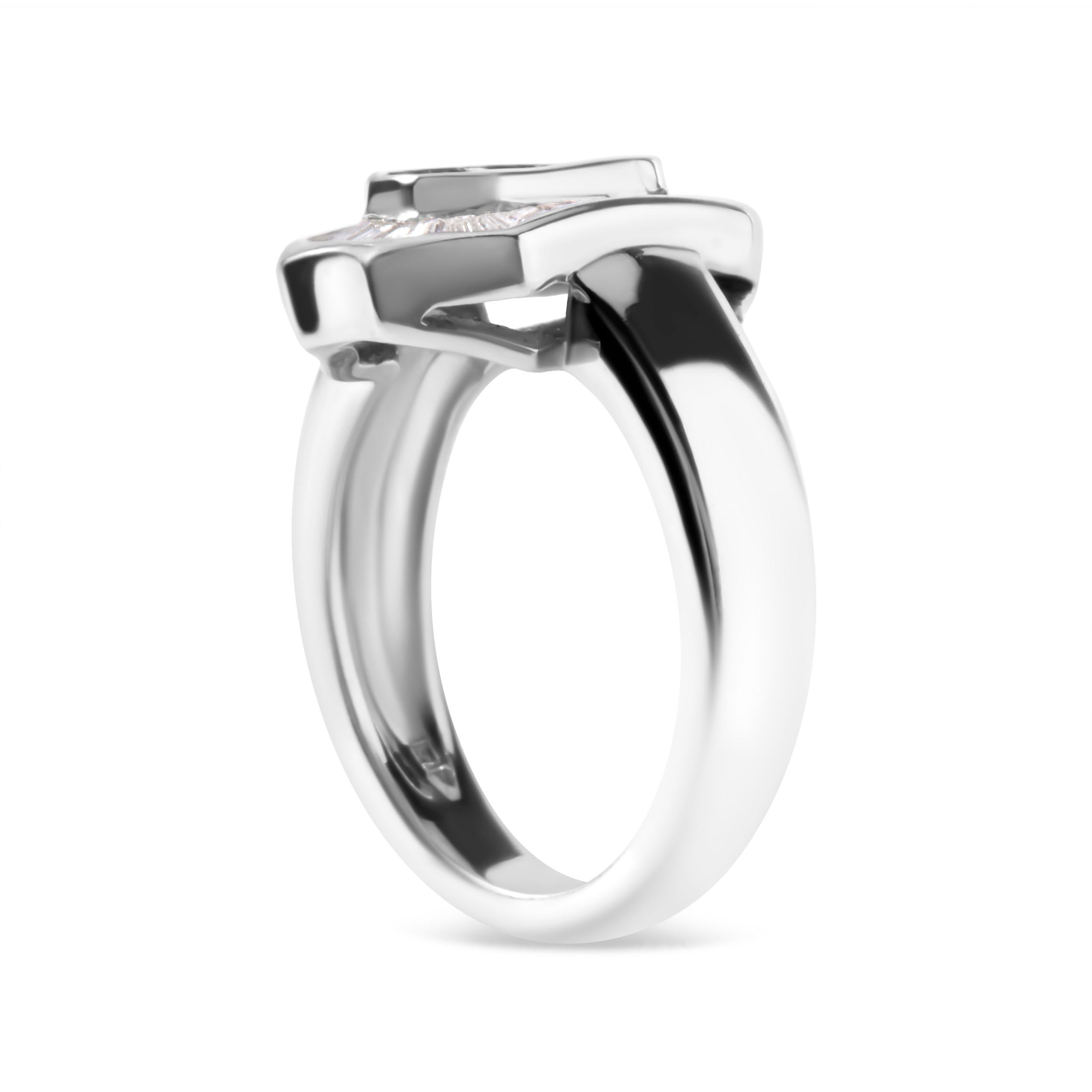 Modern 14K White Gold 1.0 Carat Diamond Art Deco Style Cocktail Ring For Sale
