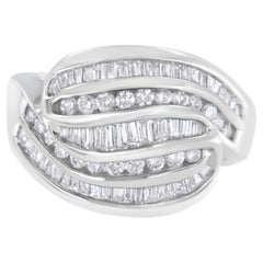 Bague bypass en or blanc 14 carats avec diamants de 1,0 carat