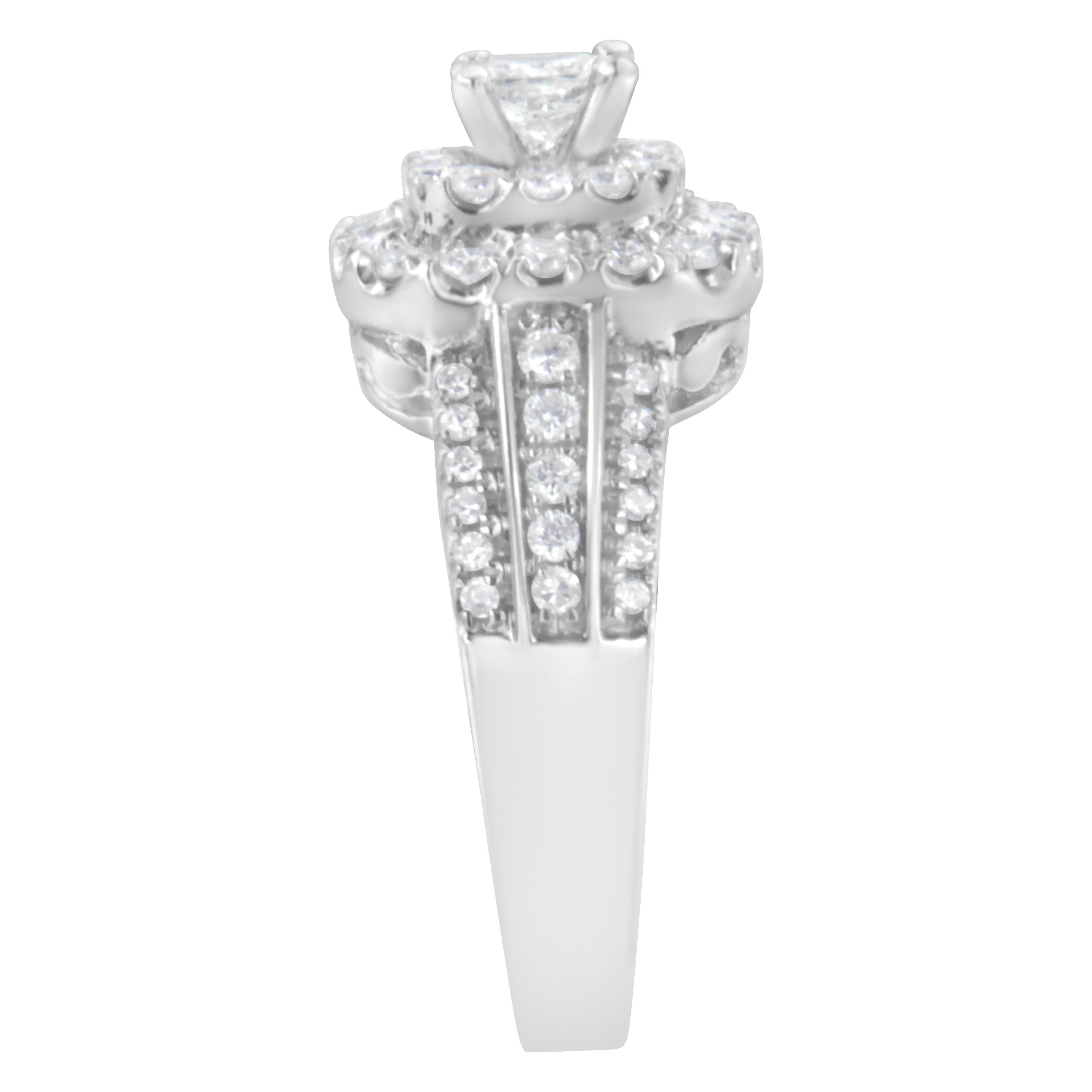 Women's 14K White Gold 1.0 Carat Diamond Cluster Ring