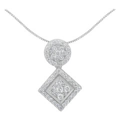 14K White Gold 1.0 Carat Diamond Pendant Necklace