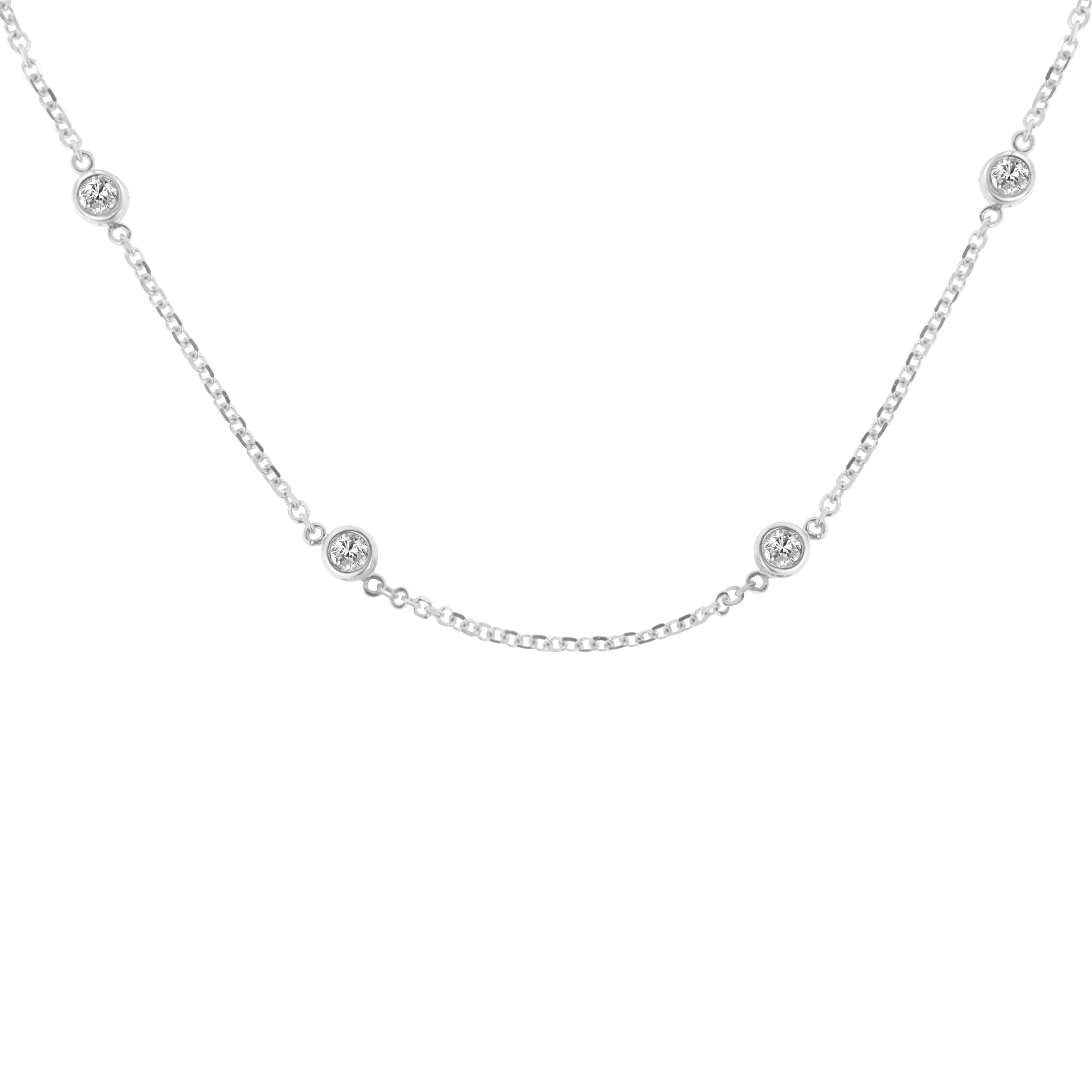 Moderno Collana Station in oro bianco 14k con diamanti da 1,0 carati