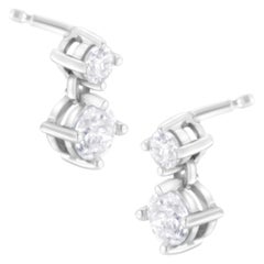 14 Karat Weißgold 1,0 Karat Doppel-Diamant-Ohrstecker