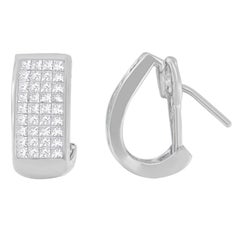 14K White Gold 1.0 Carat Princess-Cut Diamond Earring
