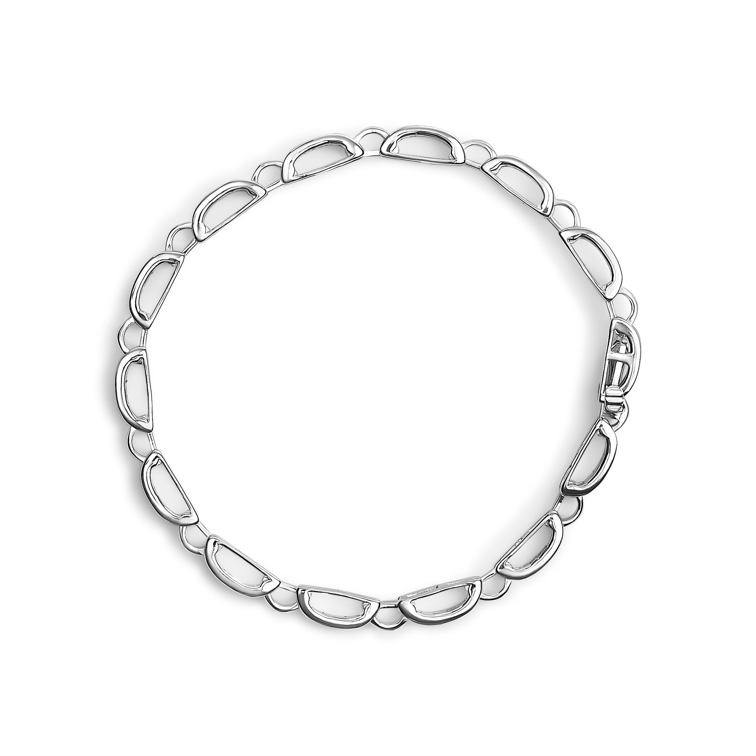 Modern 14K White Gold 1.0 Carat Princess-Cut Diamond Link Bracelet For Sale