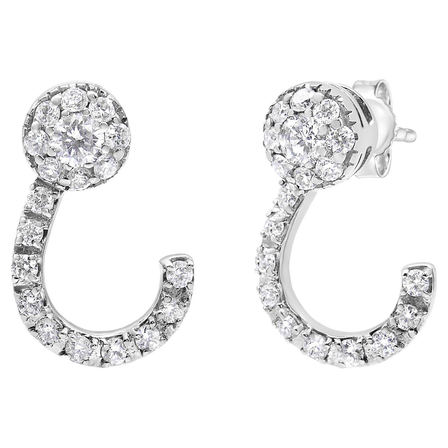 14K White Gold Round Cut 1/2 Carat Diamond Solitaire Stud Earrings For Sale  at 1stDibs