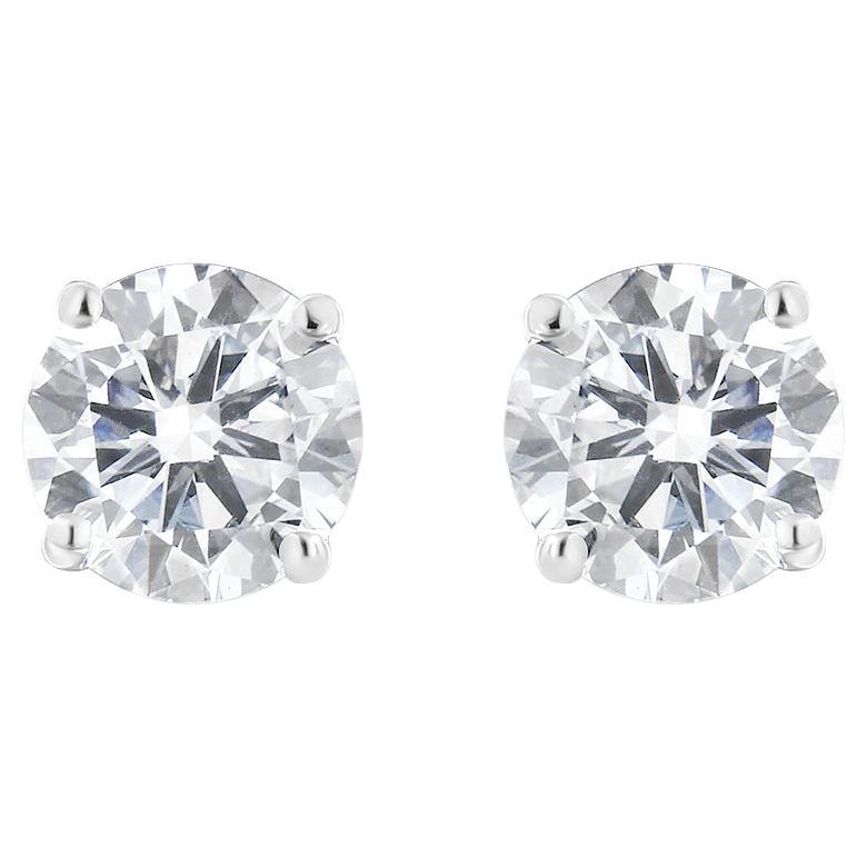 14K White Gold 1.0 Carat Solitaire Diamond Stud Earrings