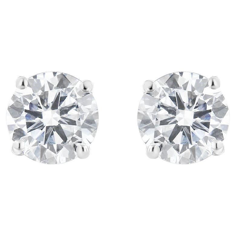 14K White Gold 1.0 Carat Solitaire Diamond Stud Earrings