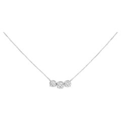 Collana a grappolo con 3 stazioni di diamanti in oro bianco 14K 1,0 Cttw