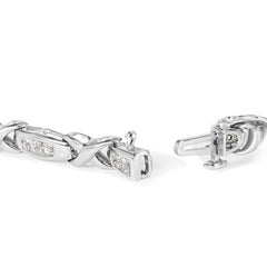 14K White Gold 1.0 Cttw Invisible-Set Princess Diamond Tennis Bracelet- 7"