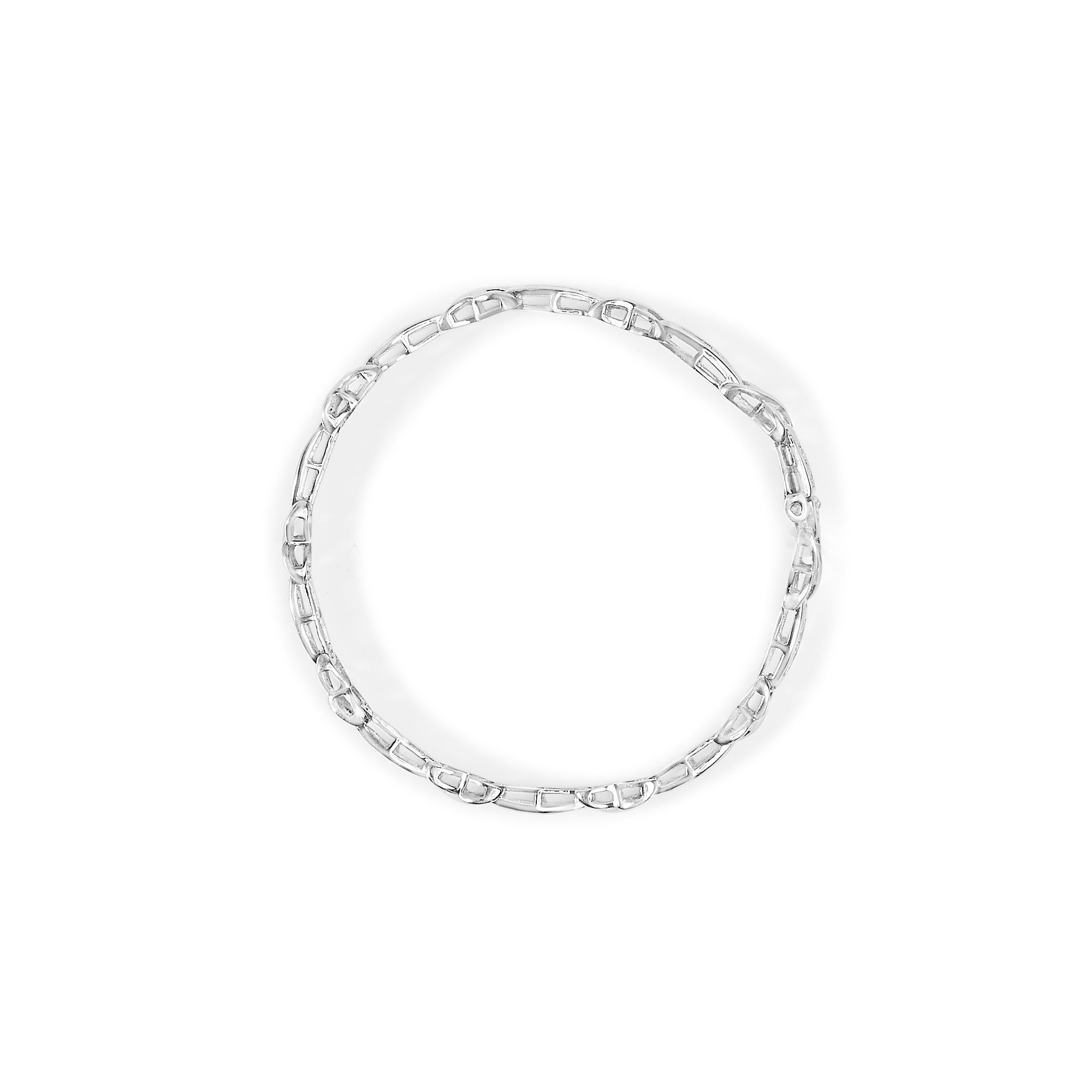 Modern 14K White Gold 1.0 Cttw Invisible-Set Princess Diamond Tennis Bracelet- 7