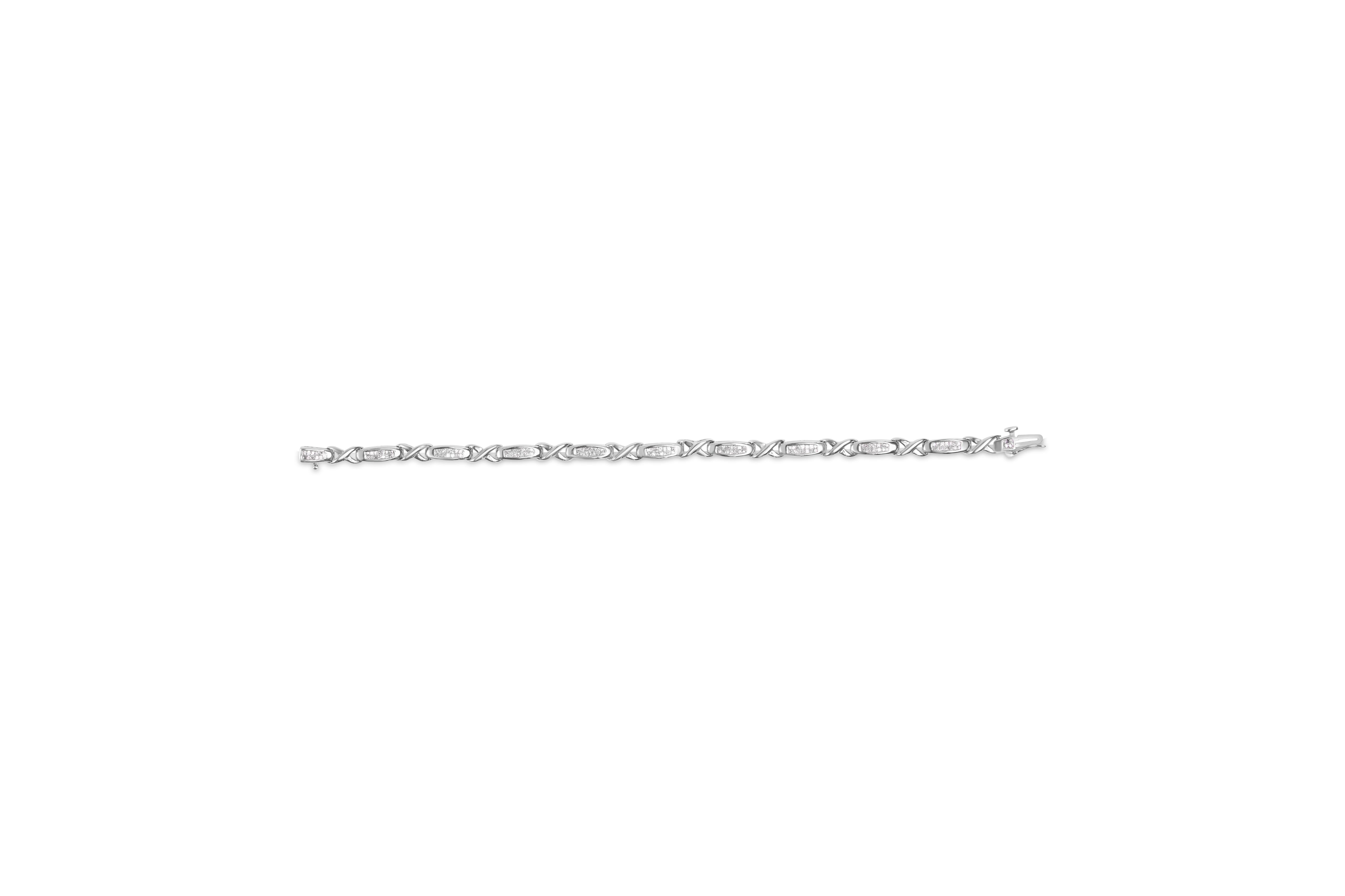 Princess Cut 14K White Gold 1.0 Cttw Invisible-Set Princess Diamond Tennis Bracelet- 7